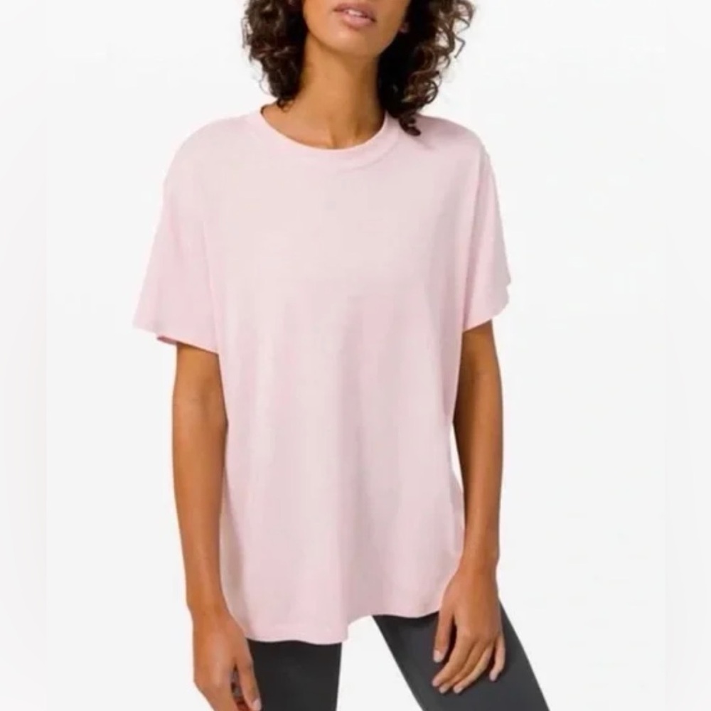 Lululemon All Yours Cotton Tee Light Pink  Women's Pink Short Sleeve Small